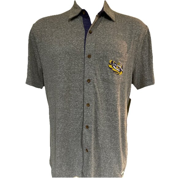 NEW Louisiana State LSU Tigers Colosseum SS Button Up Collar Shirt Mens L - Picture 1 of 7